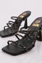 1273 Women's Four Color Striped Heeled Slippers - 4