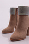 Mink Suede Women's Heeled Boots - 1014233210 - 4