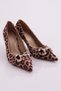 Women's Stone Detailed Heeled Shoes Leopard Velvet 4110112821 - 2