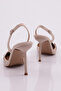 Women's Stone Rope Detailed Open Back Heeled Shoes Beige Matte Satin 62712859 - 3
