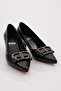 Black Patent Leather Wrinkled Women's Heeled Shoes - 6432621 - 2