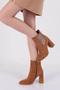 Tan Suede Women's Heeled Boots - 1013533210 - 5