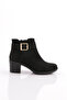 8554 Women's Heeled Boots Black Nubuck Genuine Leather