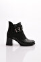 Black Patent Leather Suede Women's Heeled Boots - 82221033