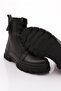 Women's Zipper Detailed Lace up Boots Black Genuine Leather 1681123217 - 4