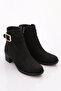 8551 Women's Heeled Boots Black Nubuck Genuine Leather - 2