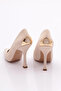 Beige Satin Women's Heeled Shoes - 32113568 - 3