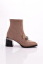 Beige Crocodile Women's Heeled Boots - Luxury Suede 71721033
