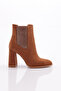 Tan Suede Women's Heeled Boots - 1013533210