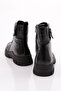 Women's Zipper Detailed Lace up Boots Black Patent Leather Genuine Leather 1681123217 - 3