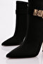 8000 Women's Heeled Boots Black Striped Nubuck - 4
