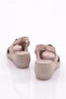 Silver Genuine Leather Perforated Thick Heel Women's Sandals - 211135106 - 3
