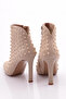 5274 Women's Metal Thorn Patterned Heeled Boots Beige Suede - 3