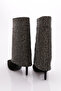 1127 Women's Stone Embroidered Heeled Boots Black Suede Nickel Stone - 3