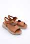 Tan Genuine Leather Women's Sandals - Ankle Strap 4793243 - 2