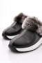 Women's Fur-Top Slippers with Stone Stripes, Black 133141 - 4