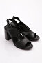 Black Genuine Leather Women's Heeled Sandals - 261135108 - 2