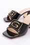 Black Patent Leather g Letter Embroidered Women's Slippers - 352633539 - 4
