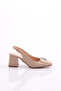 Women's B Buckle Open Back Heeled Shoes Light Beige 2172112621