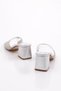 Women's Goblet Heeled Stone Decorated Heeled Slippers Silver Metallic 2121452621 - 3
