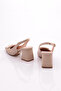 Women's B Buckle Open Back Heeled Shoes Light Beige 2172112621 - 3