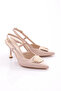 Women's Buckle Open Back Heeled Shoes Tan 6223534 - 2