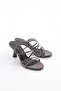 Women's Striped Heeled Slippers Platinum Crocodile 10263534 - 2