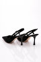Women's Back-Tie Heeled Shoes Black Imported 81123564 - 3