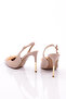 Women's Open Back Metal Brooch Heeled Shoes Beige Patent Leather 101233557 - 3
