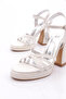 Women's Thick Heeled Evening Dress Shoes White Printed 41133564 - 4