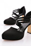 Women's Ankle Belted Heeled Shoes Black Nubuck 32933910 - 4
