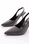 Women's Pointed Toe Open Back Heeled Shoes Platinum Crocodile 21213534 - 4