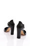 Women's Thick Heeled Ankle Belt Heeled Shoes Black Metallic 42933910 - 3