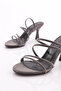 Women's Striped Heeled Slippers Platinum Crocodile 10263534 - 4