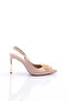 Women's Open Back Metal Brooch Heeled Shoes Beige Patent Leather 101233557