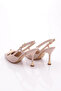 Stone Decorated Women's Heeled Shoes - Tan 6263534 - 3