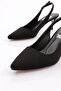 Women's Open Back Heeled Shoes Black Nubuck 61133564 - 4