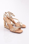 Women's Ankle Wrap Heeled Evening Dress Shoes Gold Mirror 353933210 - 2