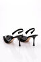 Women's Black Heeled Shoes - Back Tie Imported 81323564 - 3