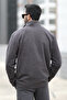 Men's winter fleece-lined sweatshirt - anthracite, half-zip, stand collar, turtleneck - 6053 - 4