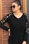 Sequin Blouse with Laser Cut Sleeves - 4