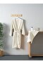 Tuwa Unisex Cotton XXL Size Single Bathrobe Set - Ecru