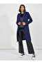 Regular Fit Double Breasted Belted Wool Like Coat - 5