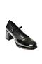 T 820059108   Black Patent Leather Thick Heeled Women's Shoes - 6