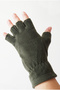 Women's Khaki Thermal Winter Fleece Cut-Finger Gloves - Convertible to Drawstring Beanie Neck Collar Hat - Set of 3 - 5