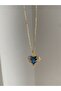 Women's blue stone steel necklace