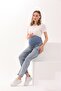 Pregnancy Stretchy Belly-Banded Adjustable-Waist Mom Fit Jeans Blue - 2