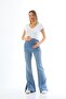 Blue Maternity Jeans - Flexible, Spanish Leg, Side Slit and Adjustable Waist - 2