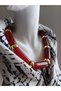 Burgundy Acrylic Gold Piping Detail Necklace - 3