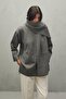 Mohair Blended Scarf Sweater Anthracite